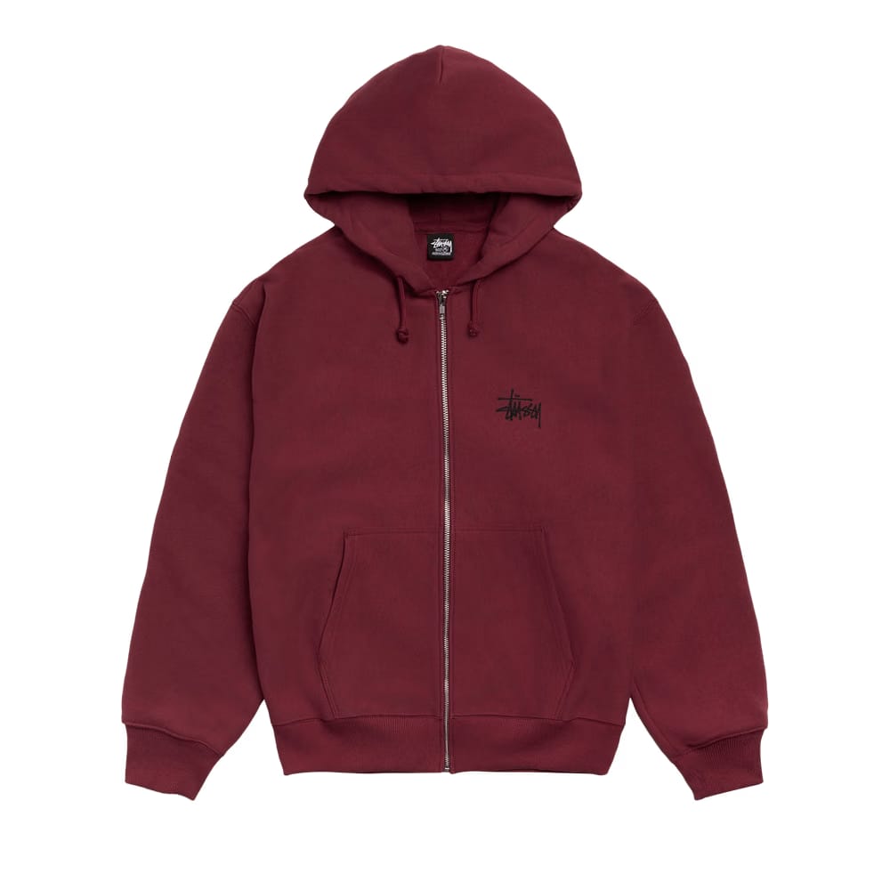 Stussy Basic Zip Hoodie Wine