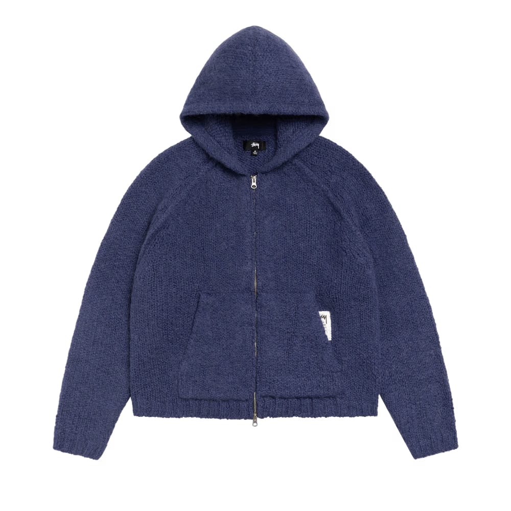Stussy Chunky Knit Zip Hoodie Blue