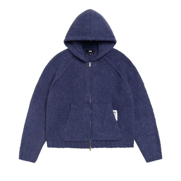 Stussy Chunky Knit Zip Hoodie Blue
