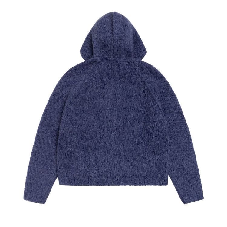 Stussy Chunky Knit Zip Hoodie Blue