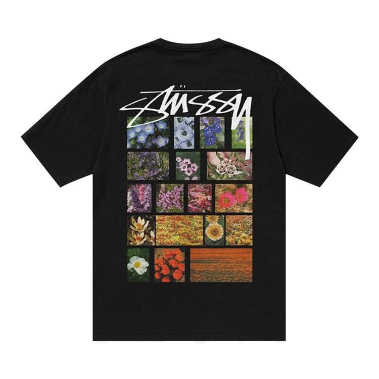 Stussy Flower Grid Pigment Dyed T-Shirt Black