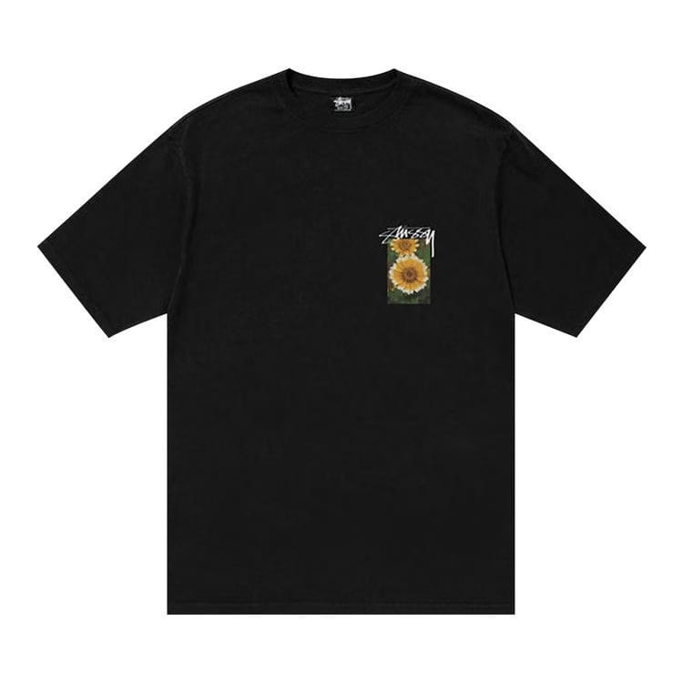 Stussy Flower Grid Pigment Dyed T-Shirt Black