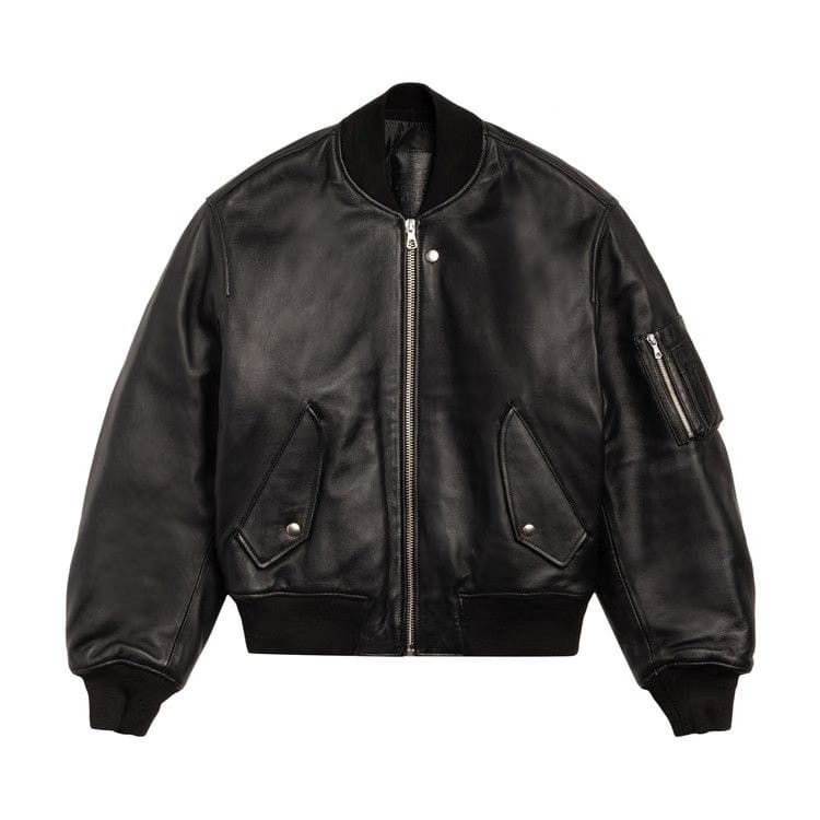 Stussy Leather Built Bomber Black