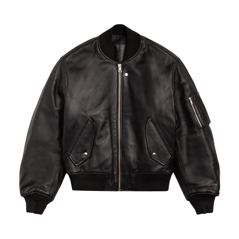 Stussy Leather Built Bomber Black