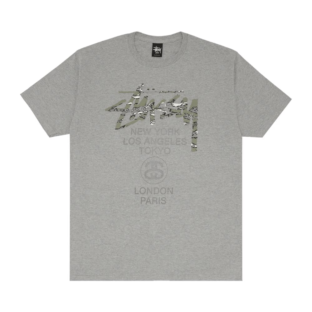 Stussy World Tour Camo T-Shirt Grey
