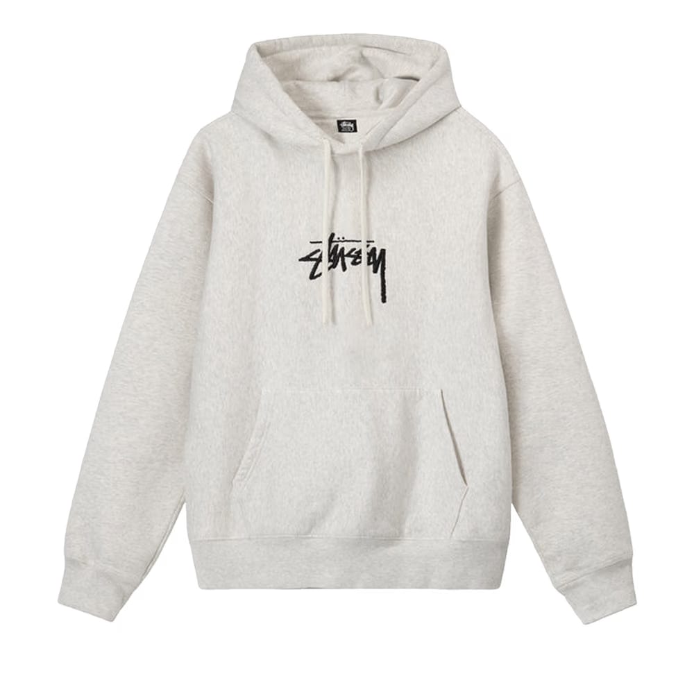 Stussy Stock Logo Appliqué Hood Ash Heather