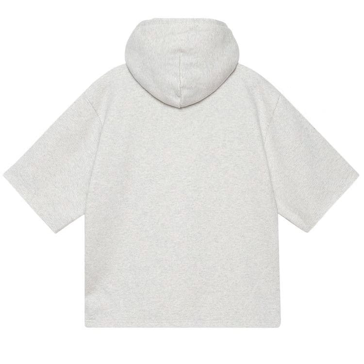 Stussy Shorts-Sleeve Boxy Cropped Hoodie Ash Heather