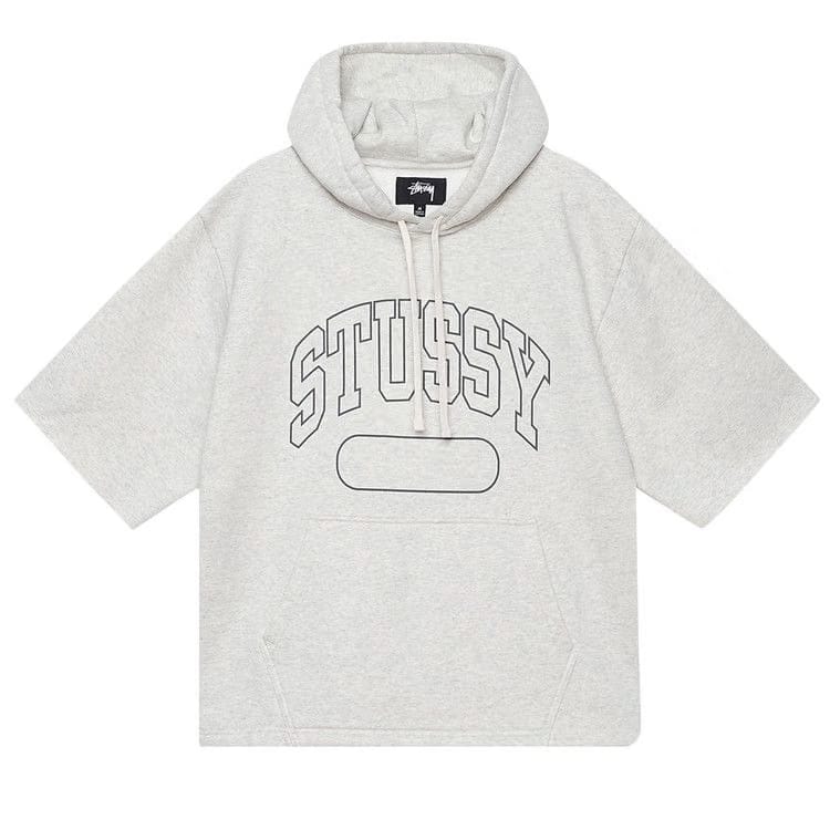 Stussy Shorts-Sleeve Boxy Cropped Hoodie Ash Heather