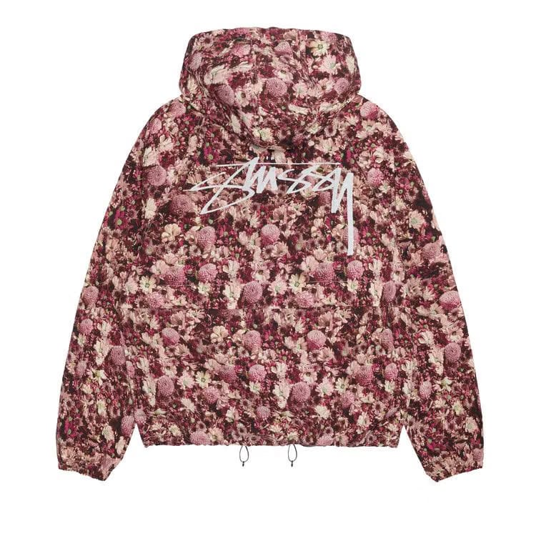 Stussy Beach Shell Floral Nylon Maroon