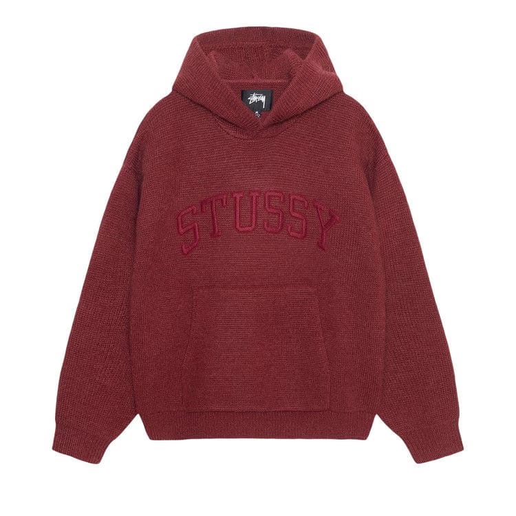 Stussy Felt Patch Knit Hoodie Burgundy