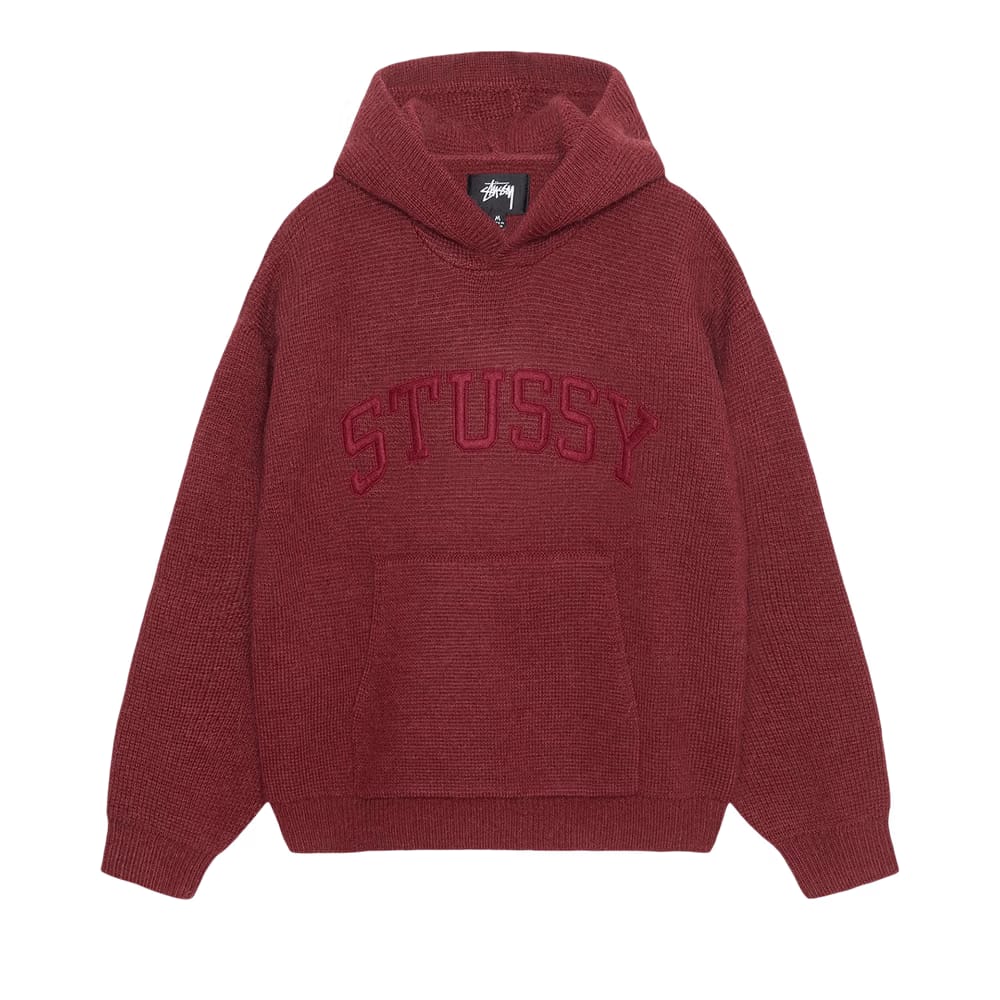 Stussy Felt Patch Knit Hoodie Burgundy