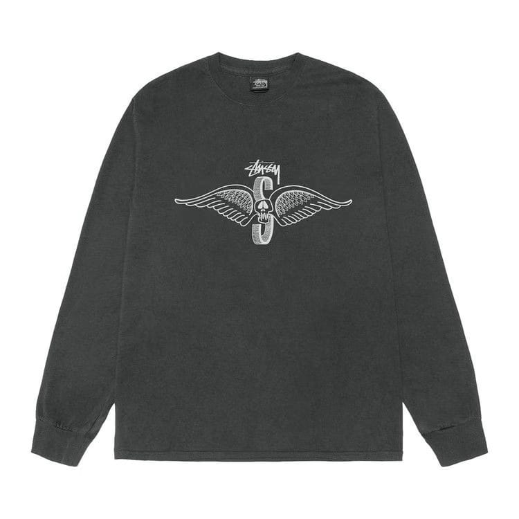 Stussy Skull Wings Long-Sleeve T-Shirt Pigment Dyed Black