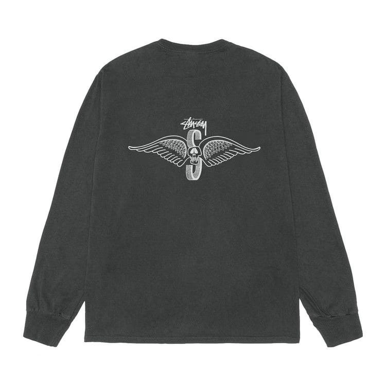 Stussy Skull Wings Long-Sleeve T-Shirt Pigment Dyed Black