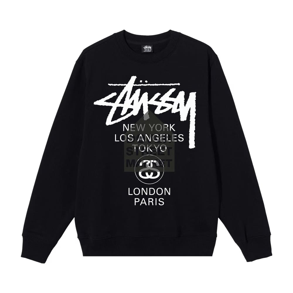 Stussy x Dover Street Market World Tour Crew Black