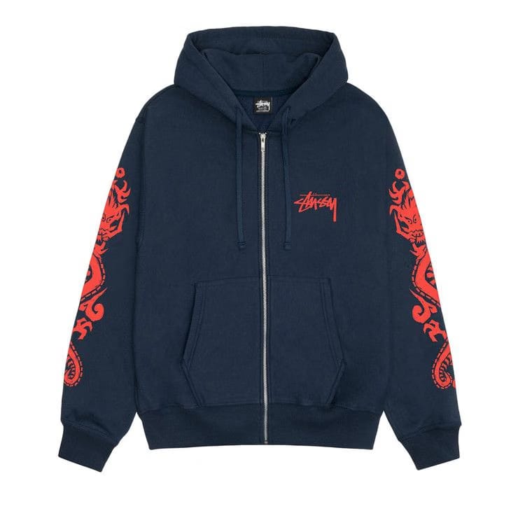 Stussy Dragons Zip Hoodie Navy
