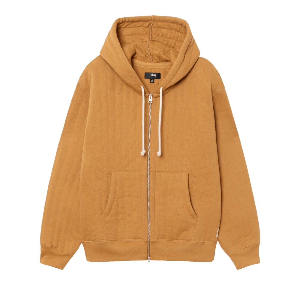 Stussy Vertical Quilted Zip Hoodie Tan