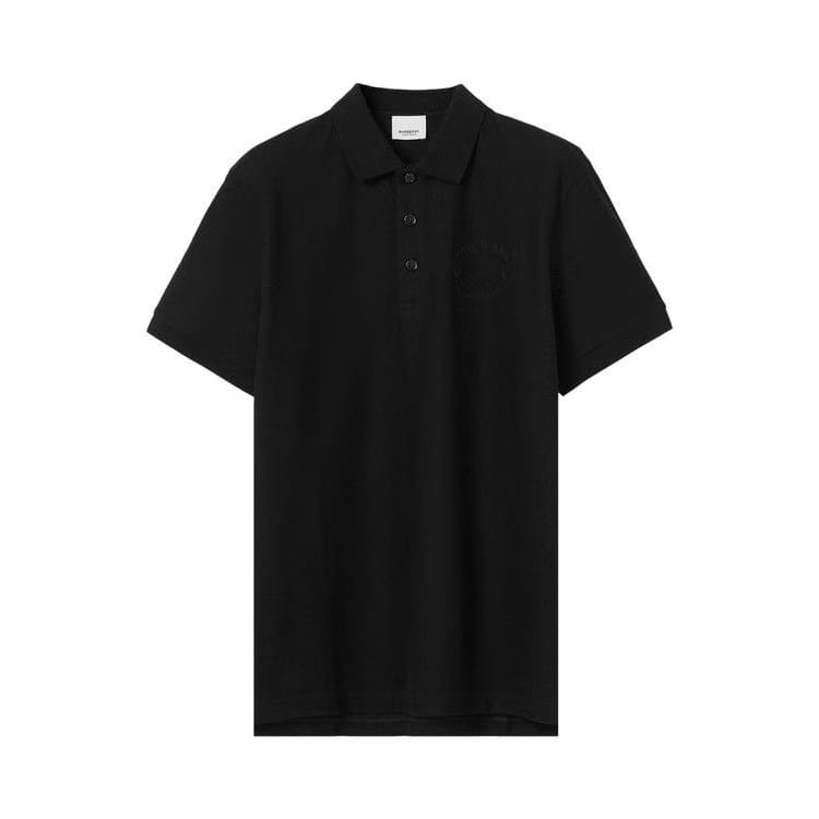 Burberry Embroidered Oak Leaf Crest Piqué Polo Shirt Black