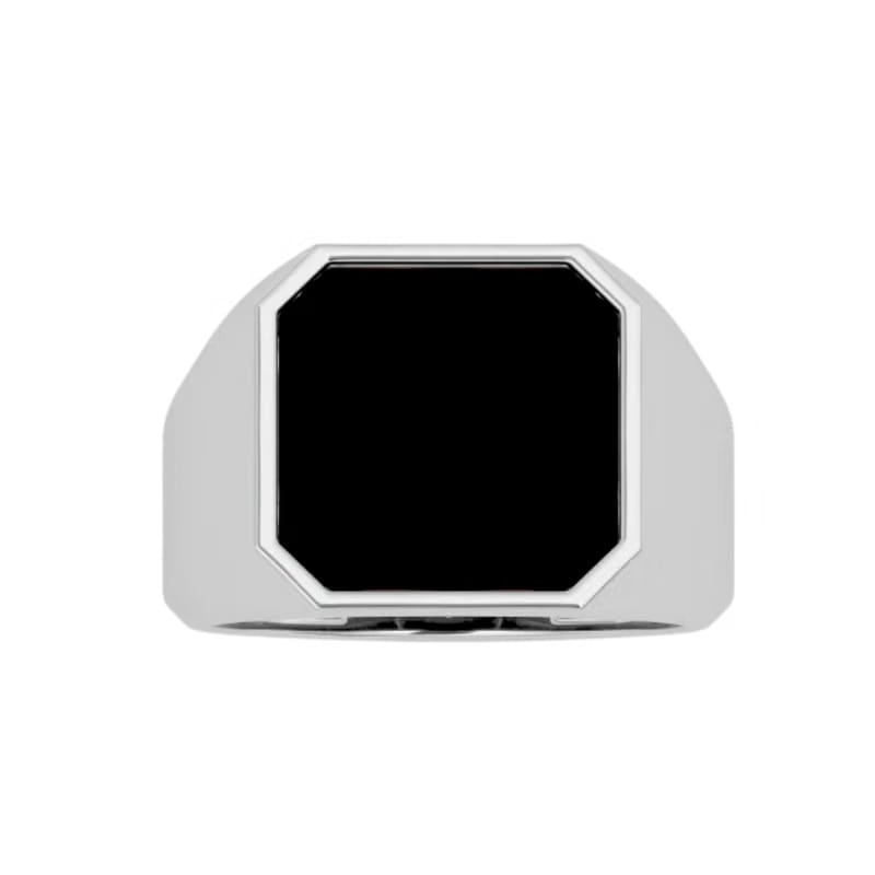 ONYX SQUARE SEAL RING SILVER