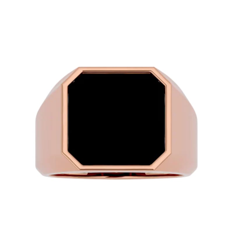 ONYX SQUARE SEAL RING ROSE GOLD