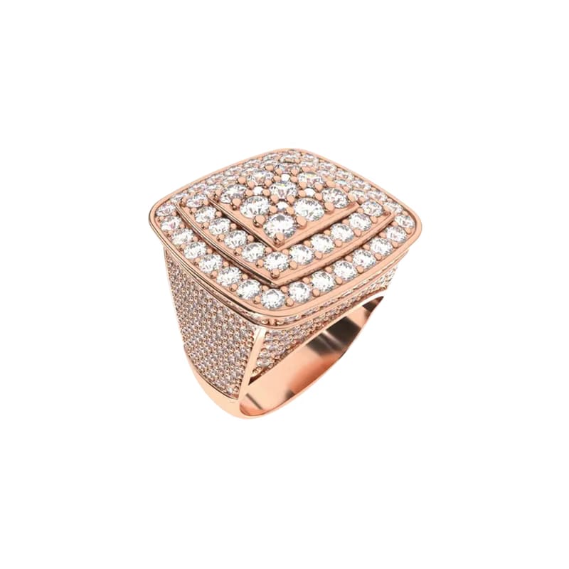 ENCRUSTED SEAL RING ROSE GOLD