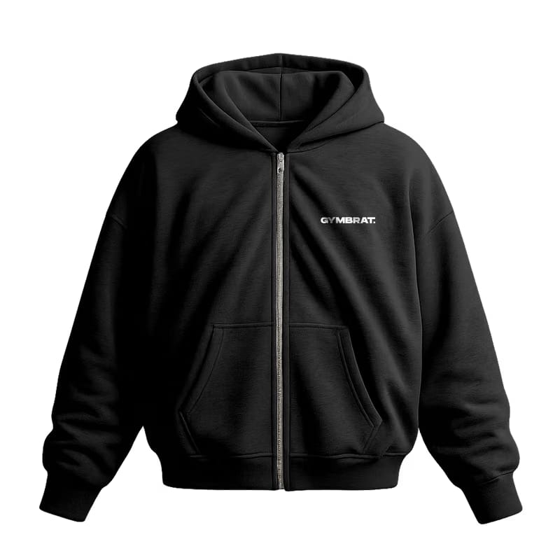 Gymbrat Athleisure Lifting Club Back Black Oversized Zipper Hoodie