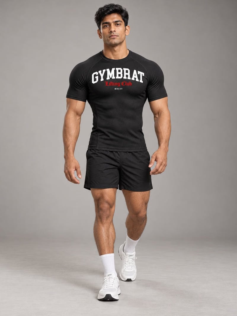 Gymbrat Athleisure Lifting Club Black Compression T-Shirt