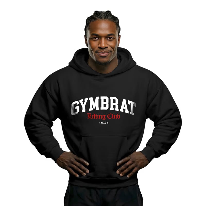 Gymbrat Athleisure Lifting Club Front Black Oversized Hoodie