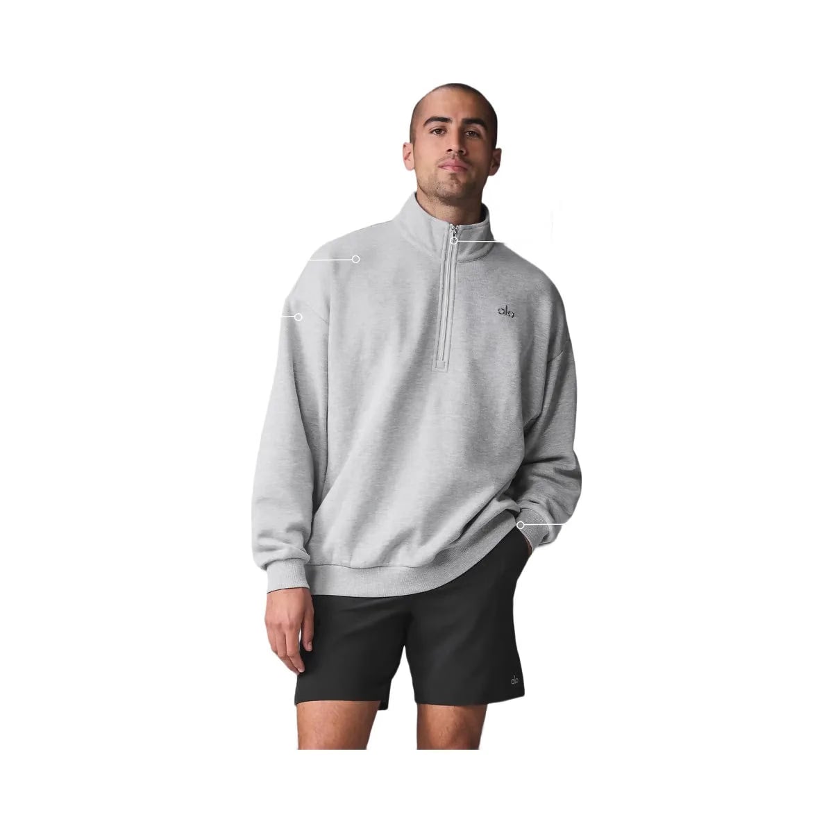 Alo Accolade 1/4 Zip Pullover Athletic Heather Grey