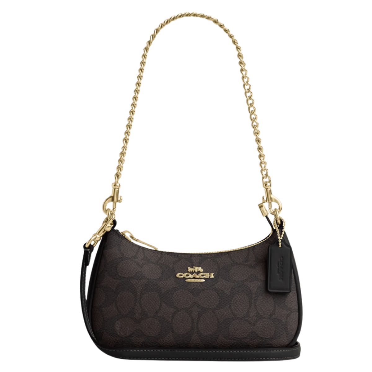 Coach Teri Shoulder Bag In Signature Canvas Signature Canvas-Gold-Walnut-Black
