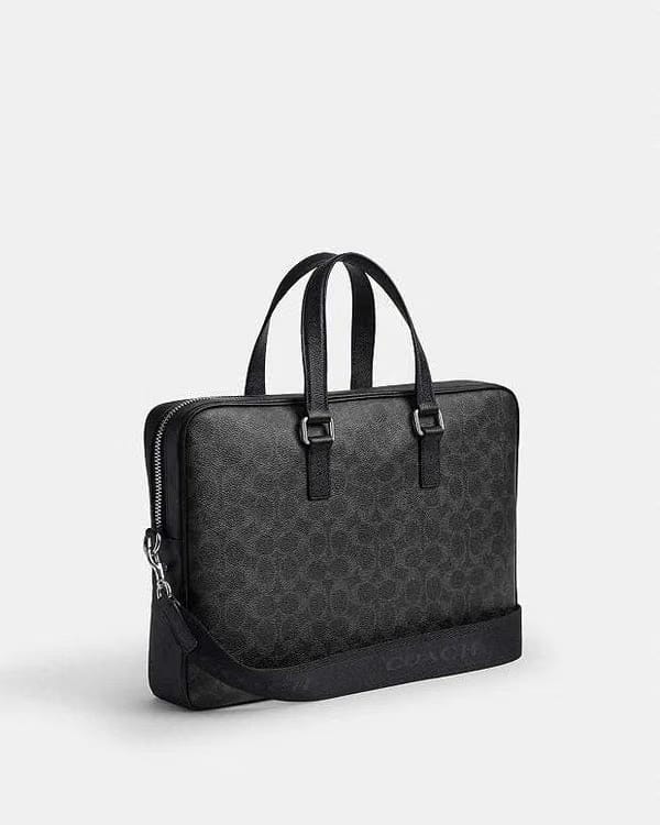 Coach Caden Brief Bag In Signature Canvas Black Signature