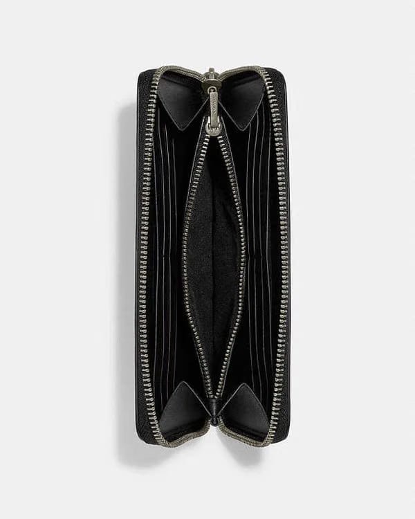 Coach Accordion Wallet In Signature Leather Smooth Leather-Gunmetal-Black