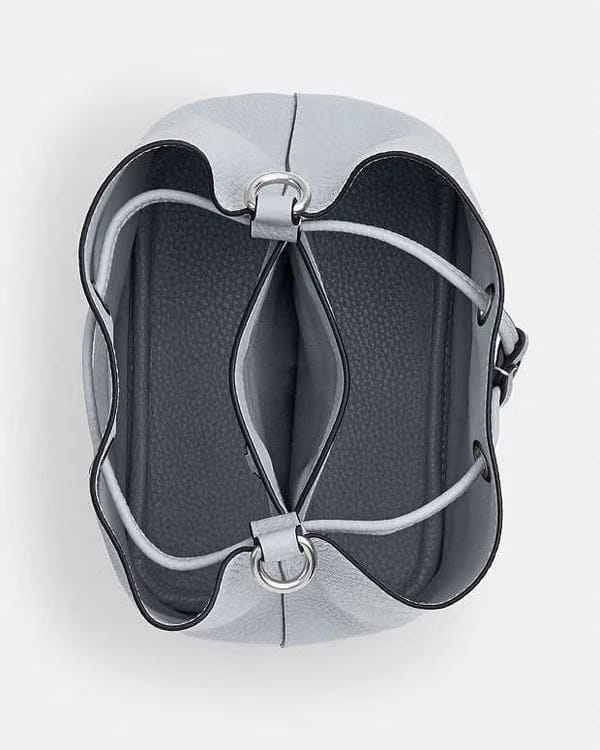 Coach Rowan Bucket Bag Pebbled Leather-Silver-Ice Blue