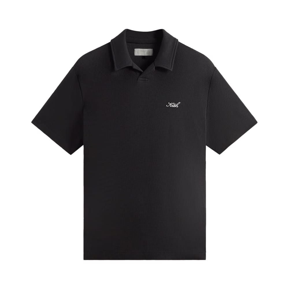 Kith Micro Waffle Drew Polo Black