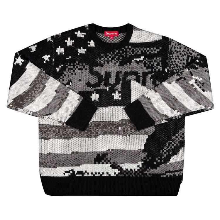 Supreme Digital Flag Sweater Black