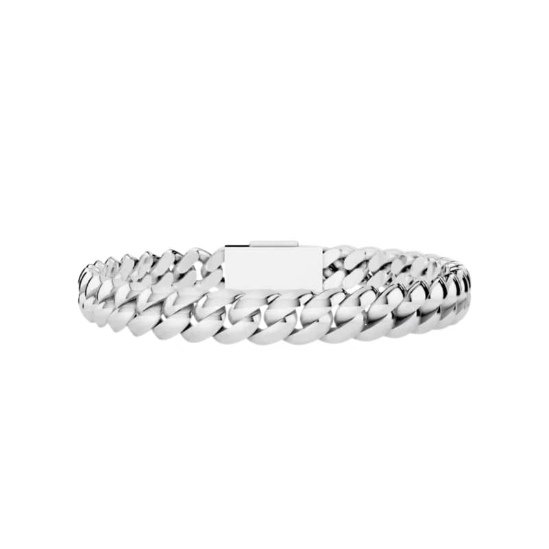 8MM SOLID HAVANA LINK SILVER