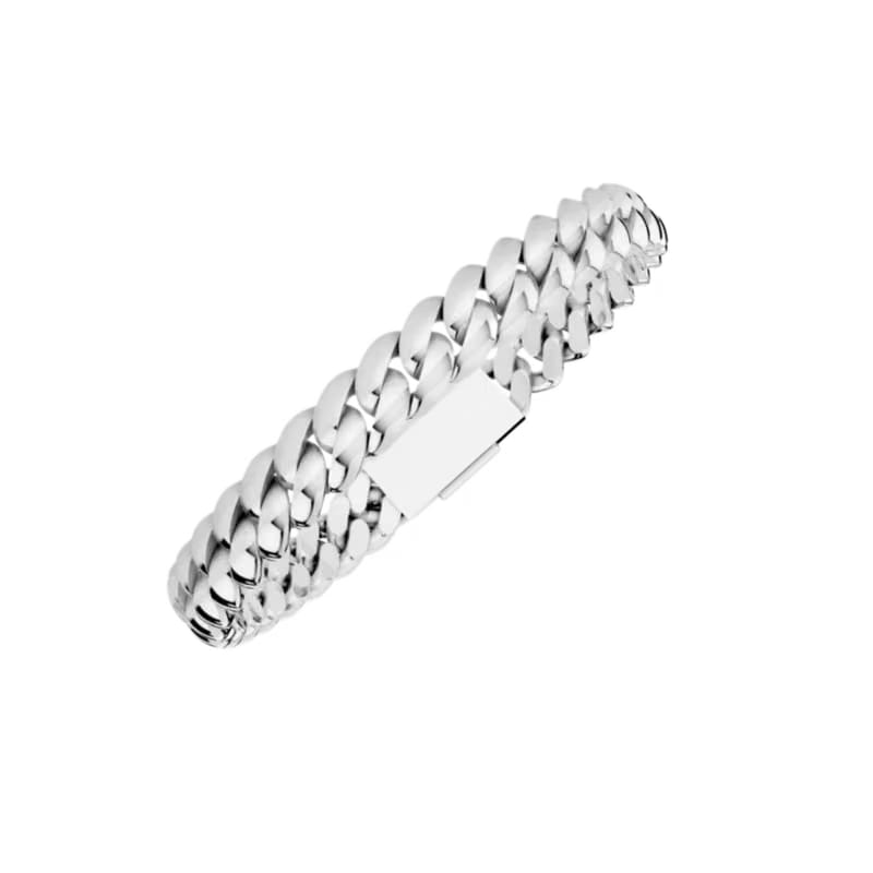 8MM SOLID HAVANA LINK SILVER