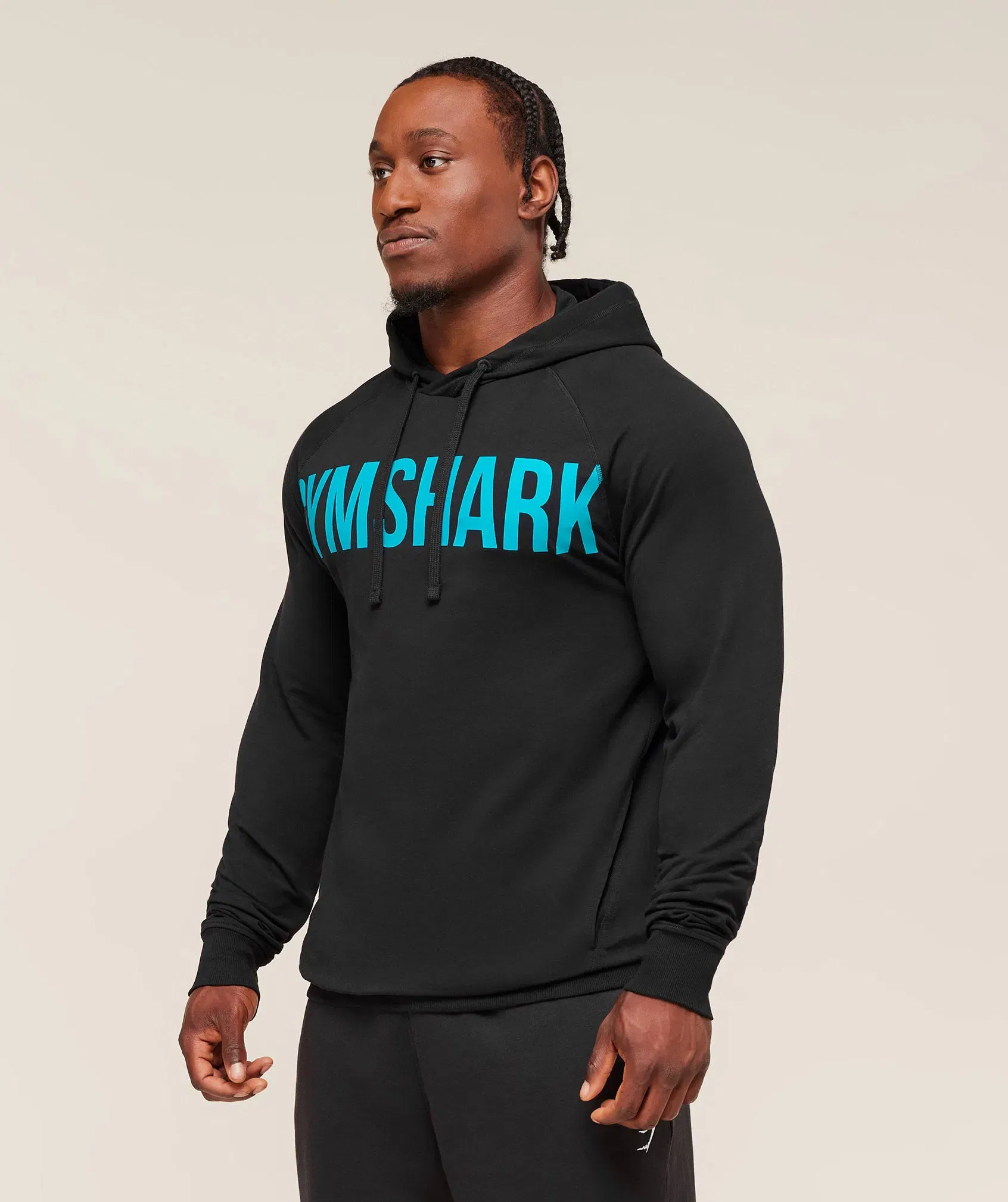 Gymshark Prime Hoodie slim fit Black/Brand Blue