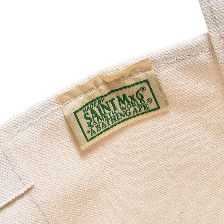 Saint Michael x BAPE Small Tote Bag White/Camo