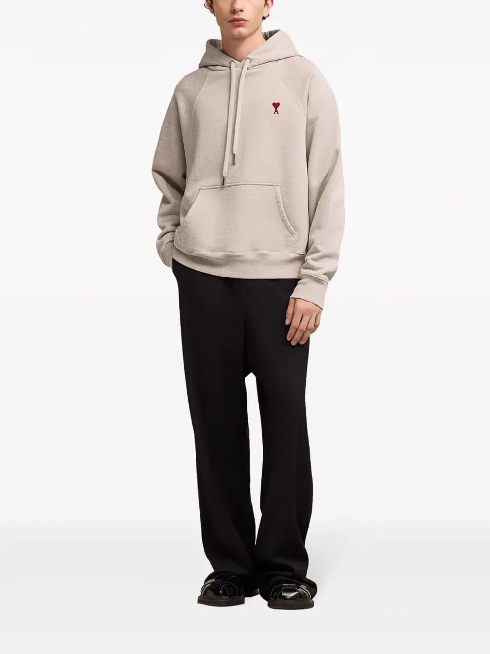AMI Paris Ami De Coeur Hoodie light beige