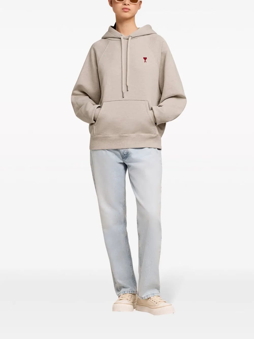 AMI Paris Ami De Coeur Hoodie light beige