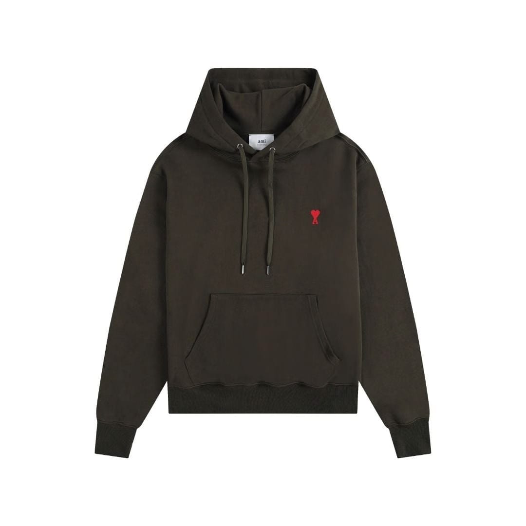 Ami De Coeur Embroidered Logo Hoodie Dark Green/Red