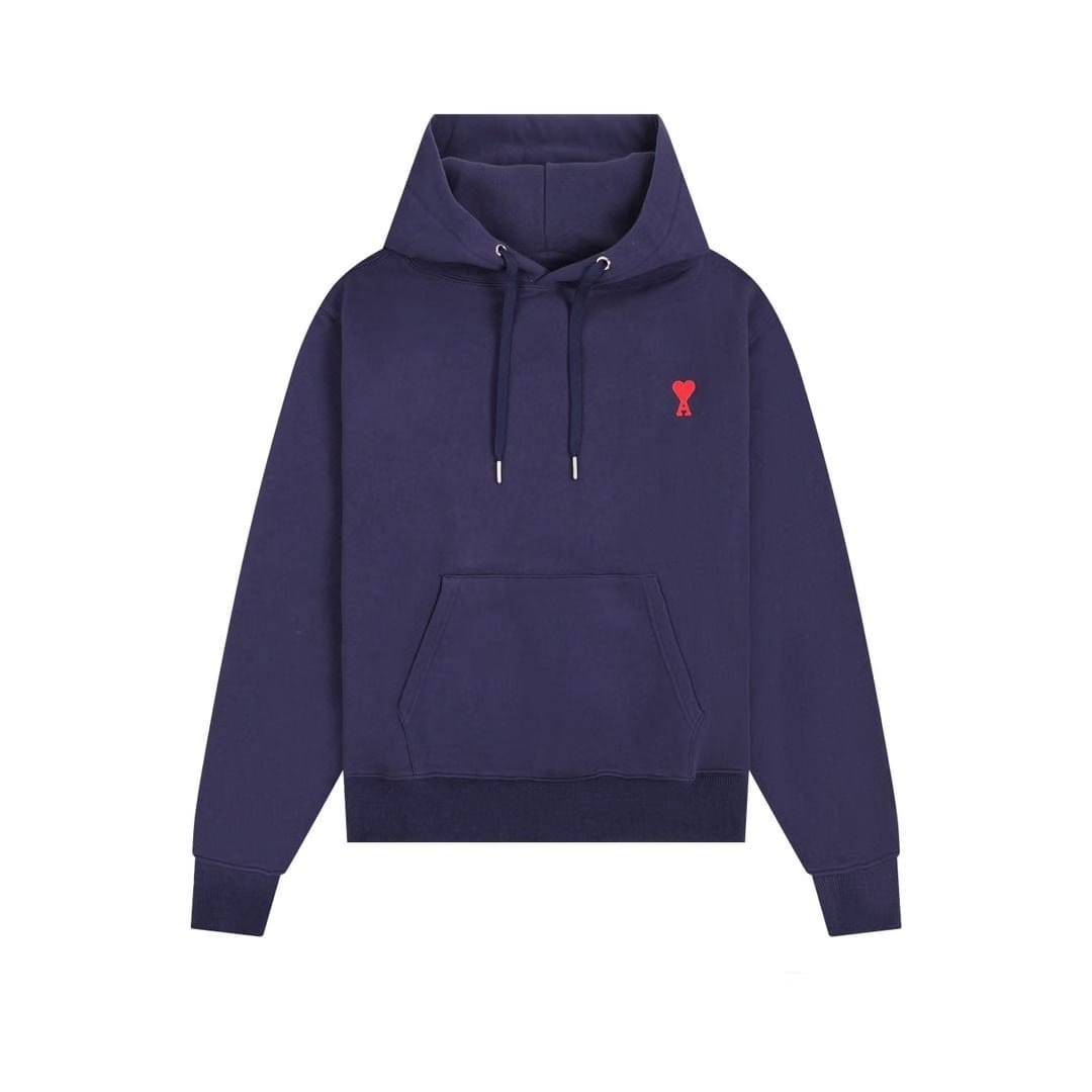 Ami De Coeur Embroidered Logo Hoodie Navy Blue/Red