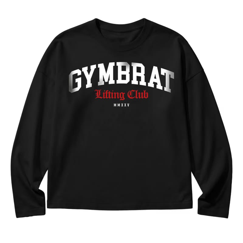 Gymbrat Athleisure Lifting Club Black Oversized Long Sleeve T-Shirt