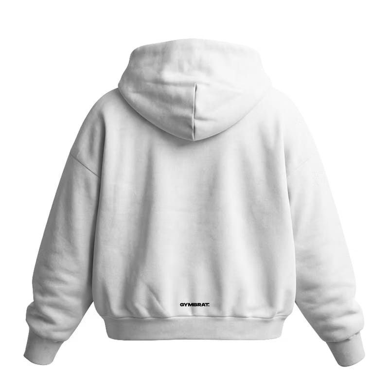 Gymbrat Athleisure Lifting Club Front White Oversized Hoodie