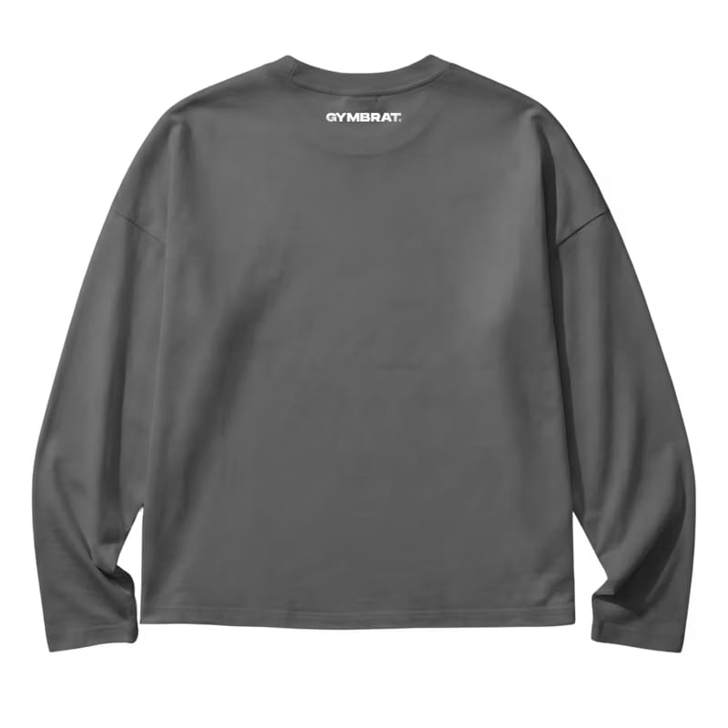 Gymbrat Athleisure Lifting Club Gray Oversized Long Sleeve T-Shirt