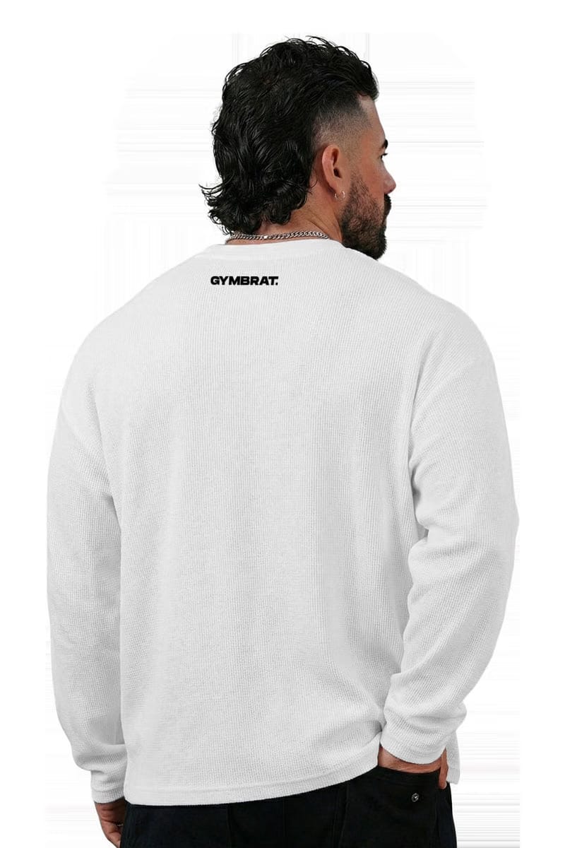 Gymbrat Athleisure Lifting Club White Oversized Long Sleeve T-Shirt