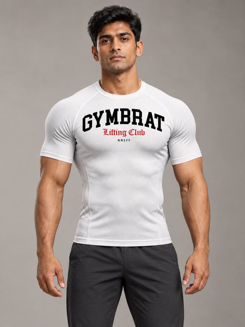 Gymbrat Athleisure Lifting Club White Compression T-Shirt