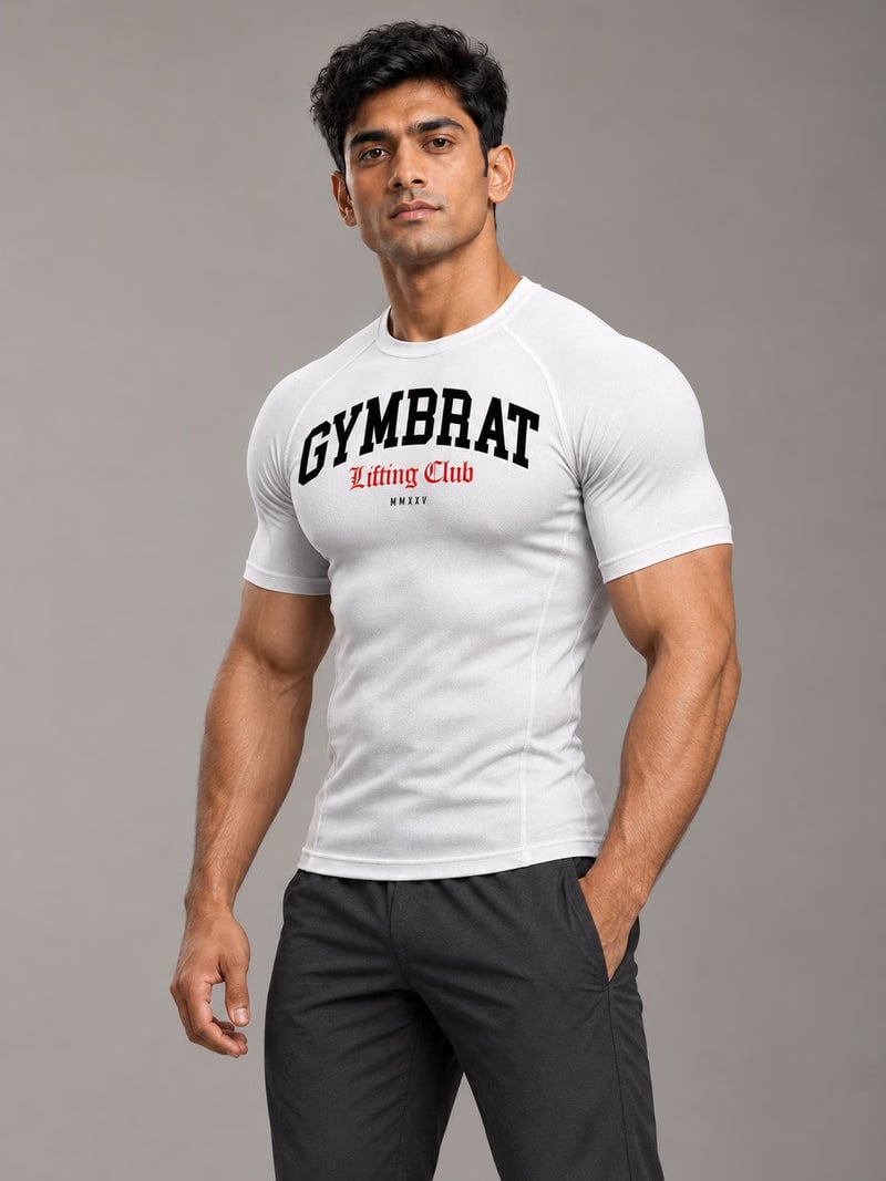 Gymbrat Athleisure Lifting Club White Compression T-Shirt