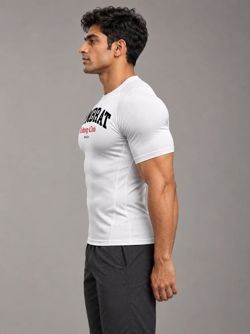 Gymbrat Athleisure Lifting Club White Compression T-Shirt