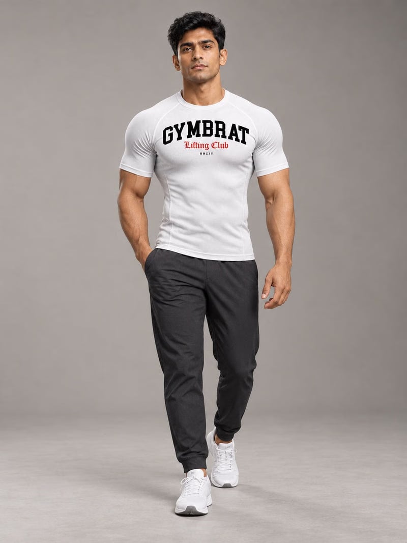 Gymbrat Athleisure Lifting Club White Compression T-Shirt